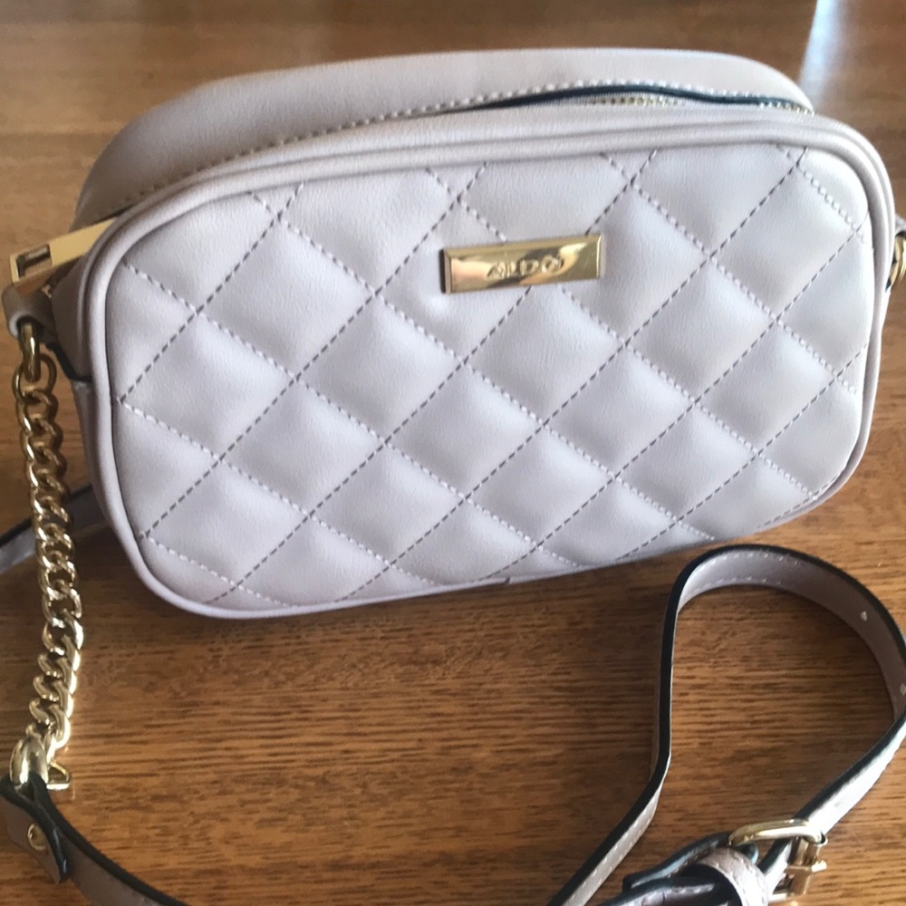 Aldo Quilted Crossbody Bag - Light Gray
